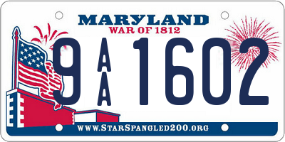MD license plate 9AA1602