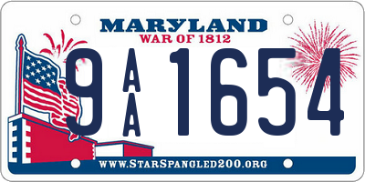 MD license plate 9AA1654