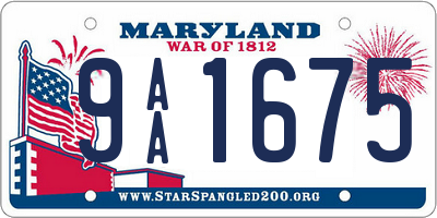 MD license plate 9AA1675