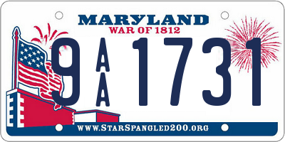 MD license plate 9AA1731