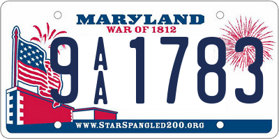 MD license plate 9AA1783