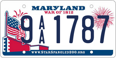 MD license plate 9AA1787