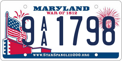 MD license plate 9AA1798