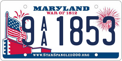 MD license plate 9AA1853