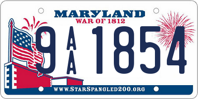 MD license plate 9AA1854