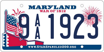 MD license plate 9AA1923
