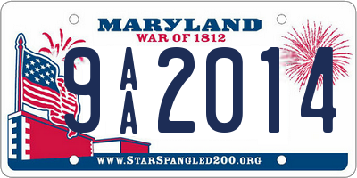 MD license plate 9AA2014