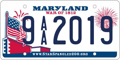 MD license plate 9AA2019