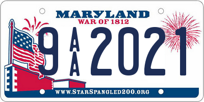MD license plate 9AA2021