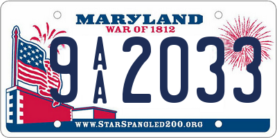 MD license plate 9AA2033