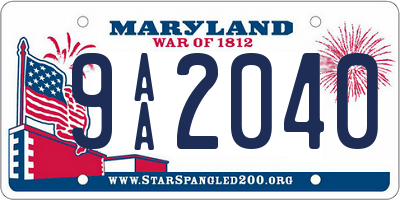 MD license plate 9AA2040