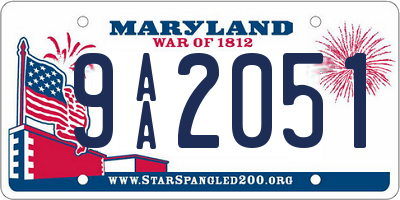 MD license plate 9AA2051