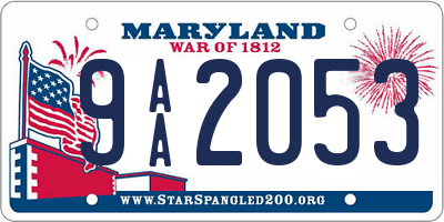 MD license plate 9AA2053