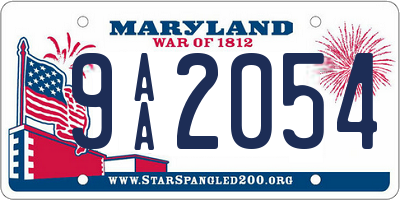MD license plate 9AA2054