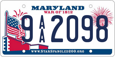 MD license plate 9AA2098