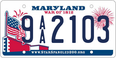 MD license plate 9AA2103