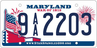 MD license plate 9AA2203