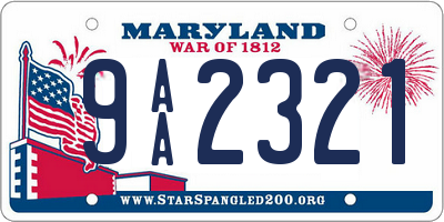 MD license plate 9AA2321