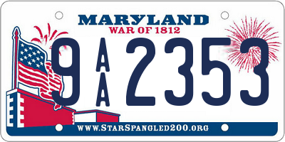 MD license plate 9AA2353