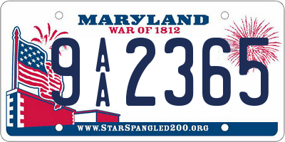 MD license plate 9AA2365