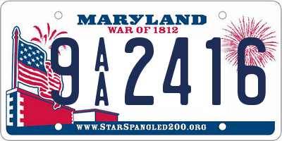 MD license plate 9AA2416