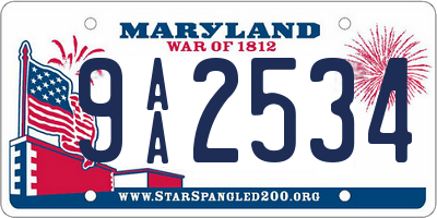 MD license plate 9AA2534