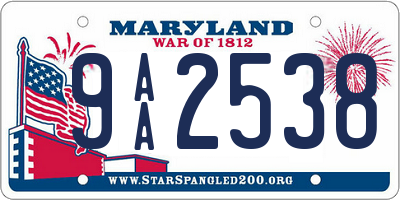 MD license plate 9AA2538