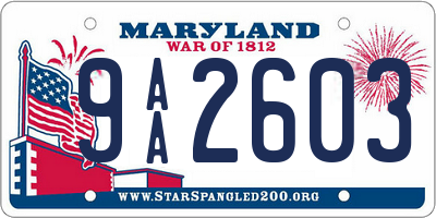 MD license plate 9AA2603