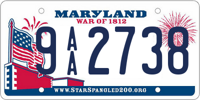 MD license plate 9AA2738