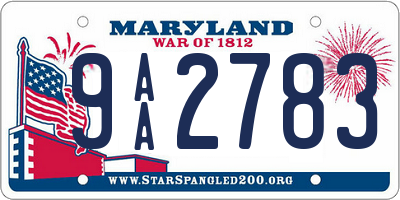 MD license plate 9AA2783