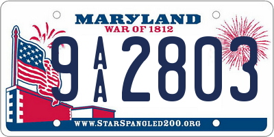 MD license plate 9AA2803