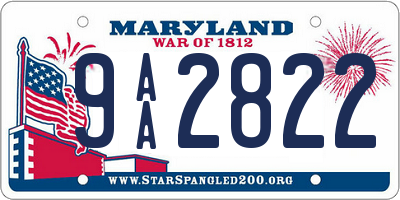 MD license plate 9AA2822