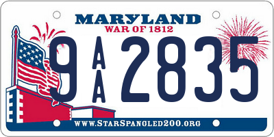 MD license plate 9AA2835