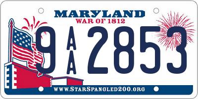 MD license plate 9AA2853