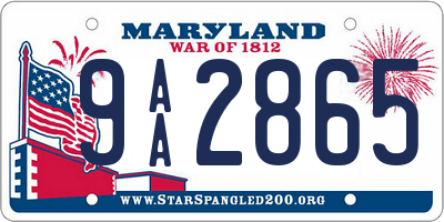 MD license plate 9AA2865