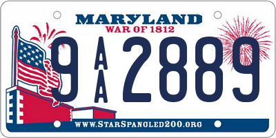 MD license plate 9AA2889