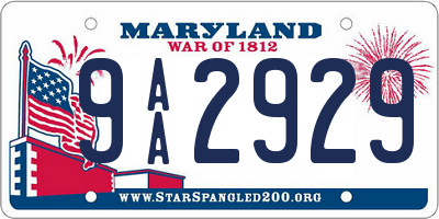 MD license plate 9AA2929