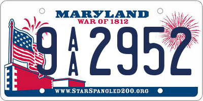 MD license plate 9AA2952
