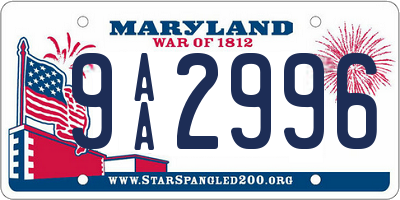 MD license plate 9AA2996