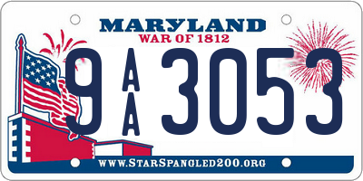MD license plate 9AA3053