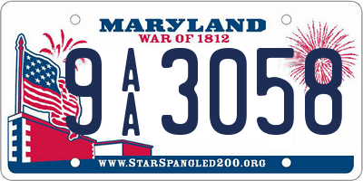 MD license plate 9AA3058