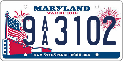 MD license plate 9AA3102