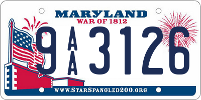 MD license plate 9AA3126