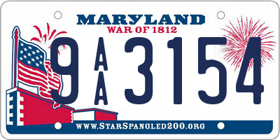 MD license plate 9AA3154
