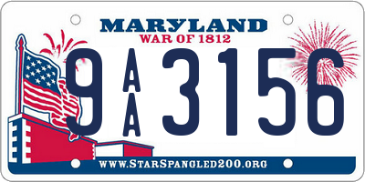 MD license plate 9AA3156