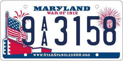 MD license plate 9AA3158