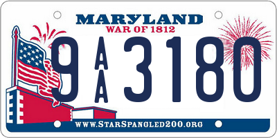 MD license plate 9AA3180