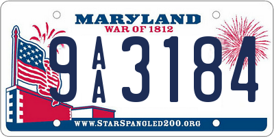 MD license plate 9AA3184