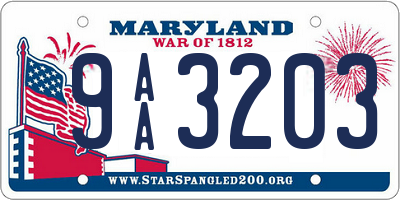 MD license plate 9AA3203