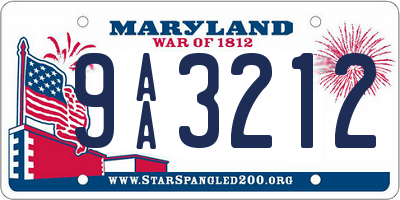 MD license plate 9AA3212